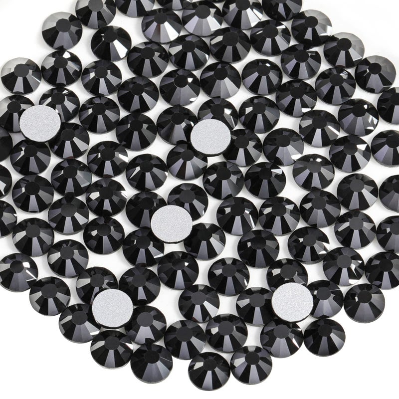 Beadsland 288pcs Flat Back Crystal Rhinestones Round Gems for Nail Art and Craft Glue Fix  Jet Hematite SS30 6.3-6.5mm - Image 1